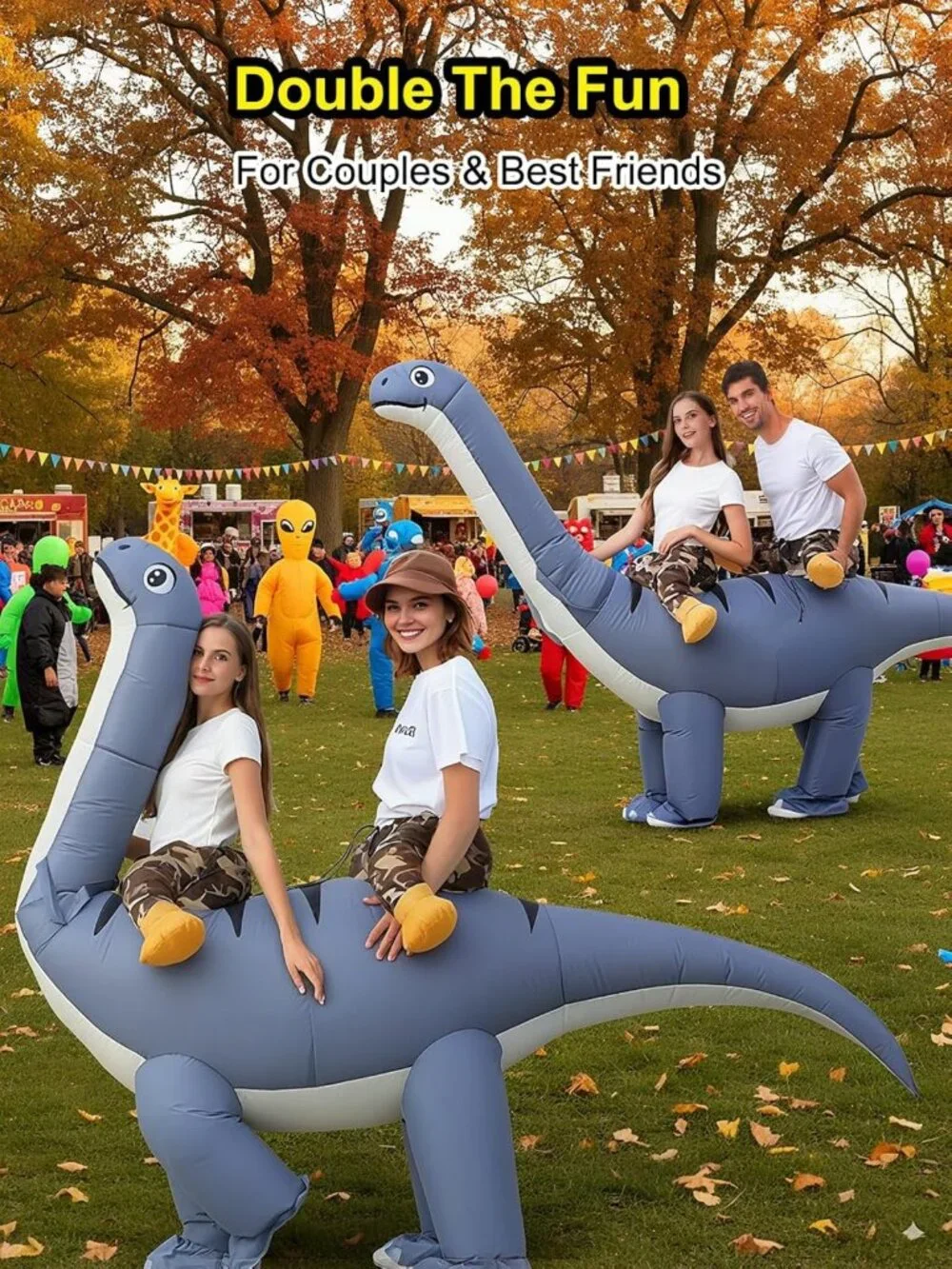 Funny Inflatable Dinosaur Costume for 2 Adults - Conjoined Diplodocus for